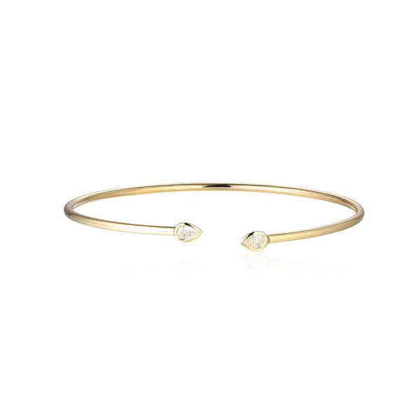 Pear-Cut Diamond Rub-Over &amp; 9CT Yellow-Gold Open Bangle - 1