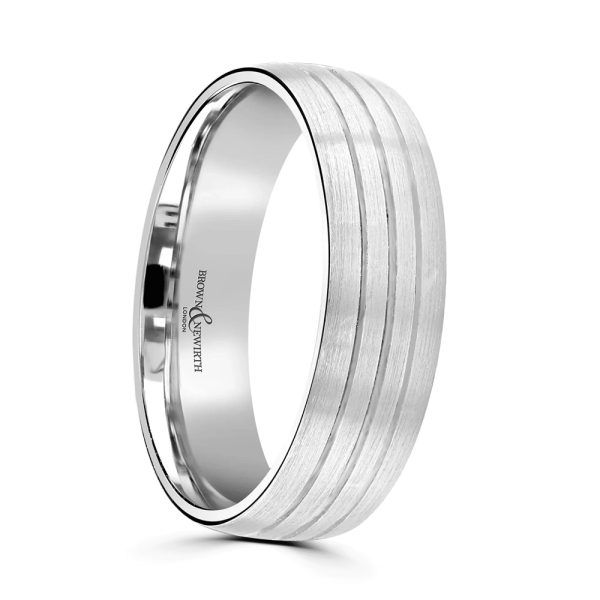 Platinum 6MM Pinstripe Classic Court Wedding Ring