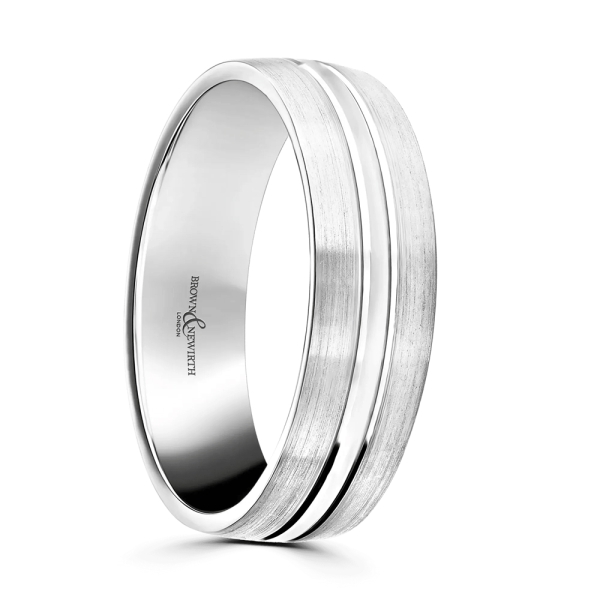 Platinum 6MM Polished Centre Classic Court Wedding Ring