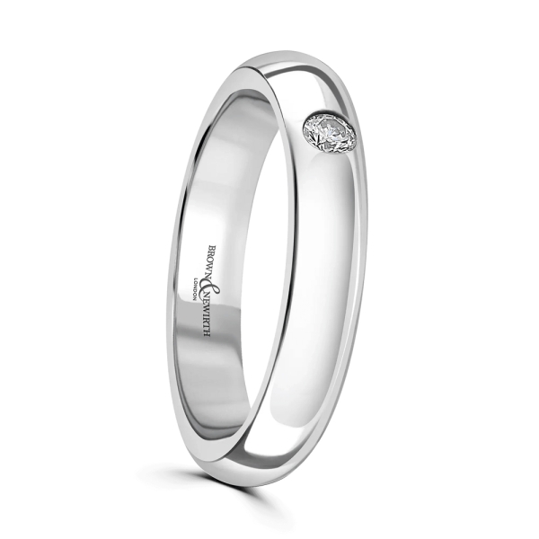 Platinum & Diamond 5MM Polished Domed Wedding Ring