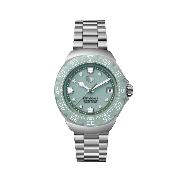 TAG Heuer Formula 1 Solargraph 38MM Steel &amp; Pastel Green Watch