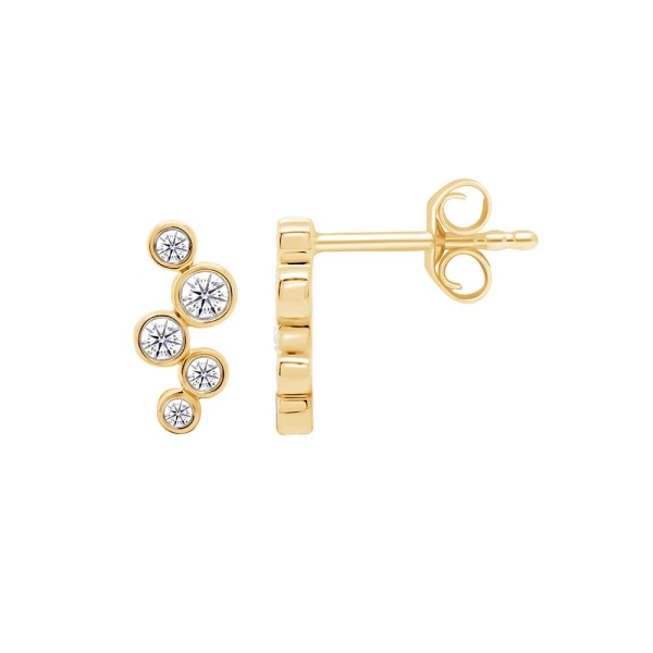 9CT Yellow-Gold Diamond 0.25CT Rub Over Drop Earrings