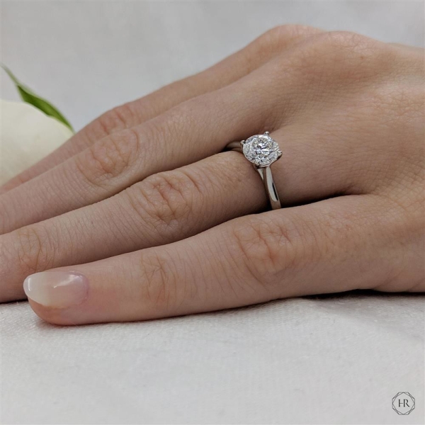 Engagement Ring - Platinum 1.00ct Diamond Solitaire Ring - View 2