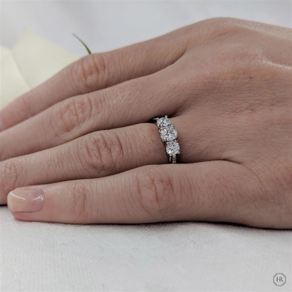 Engagement Ring - Platinum 0.31ct Diamond Three Stone Ring - View 2