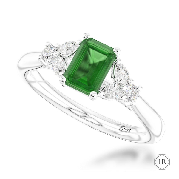 Gemstone Ring - Platinum 0.64ct Emerald Solitaire Ring