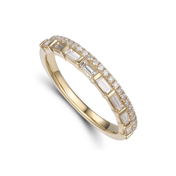 Baguette & Round Diamond 18CT Gold Double Row Ring