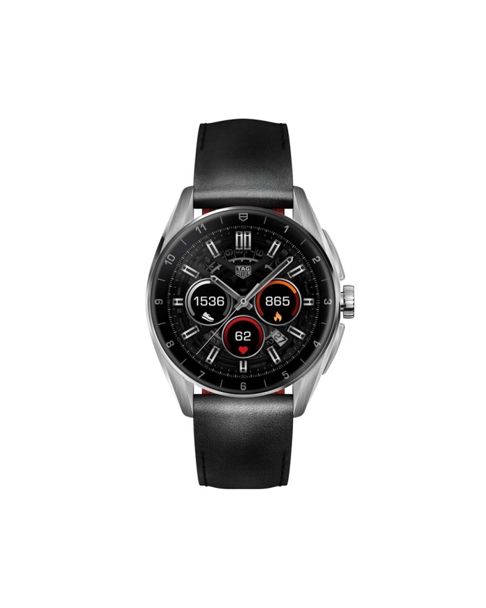 TAG Heuer Connected Calibre E4 Steel &amp; Black Leather 42MM Smartwatch