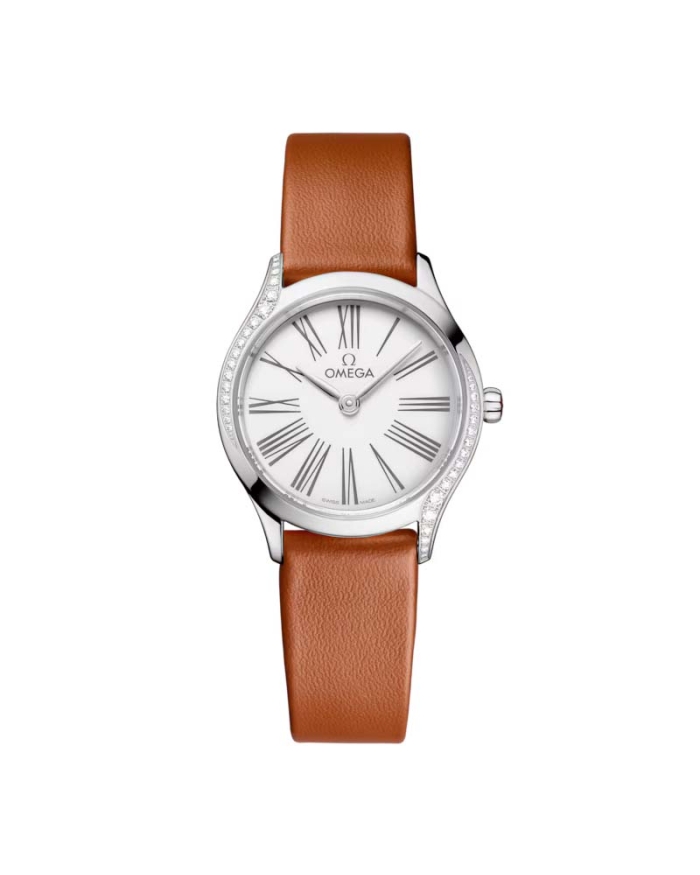 OMEGA De Ville Mini Tr&eacute;sor Steel &amp; Brown Leather 26MM Watch