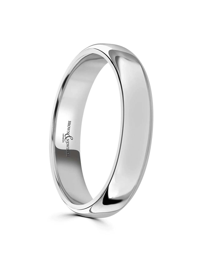 Platinum 4MM Flat Court Wedding Ring