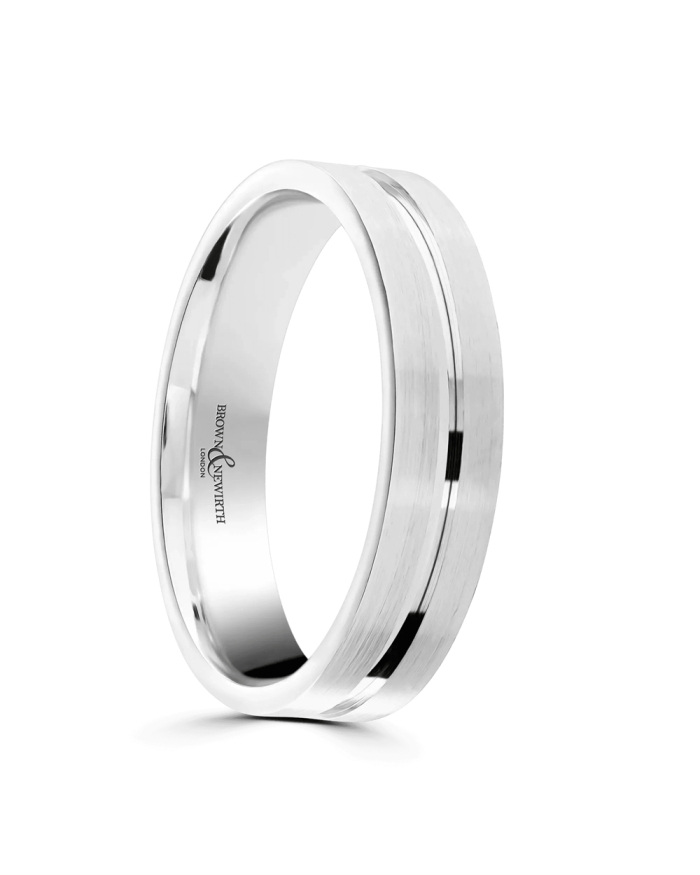 Platinum 6MM Polished Centre Matte Flat Court Wedding Ring