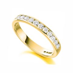 18CT Yellow-Gold Diamond 0.50CT Channel-Set Half Eternity Ring