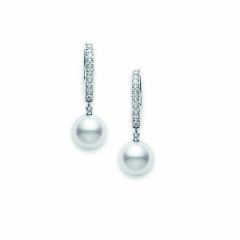 Mikimoto White Gold And Diamond Pearl Classic Collection Earrings