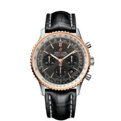 Breitling Navitimer 1 B01 Steel Rose & Black Leather 43mm Automatic Men's Watch
