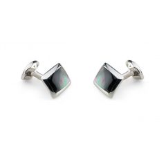 Deakin & Francis Oblong Silver and Grey Mother of Pearl Cufflinks