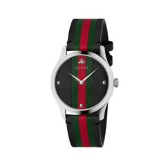 Gucci G-Timeless Red Blue & Green Striped Leather 38 mm Watch