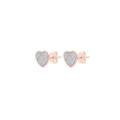 9 ct Rose-Gold & Pave Crystal Heart Earrings