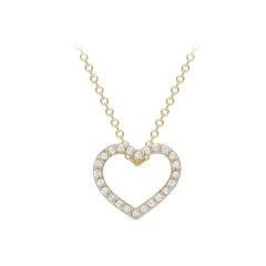 9 ct Gold Zirconia Open Heart Necklace