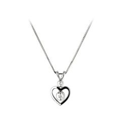 18 ct White-Gold & Diamond Cutout Heart Pendant Necklace