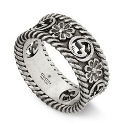 Gucci Interlocking Flower Band Ring in Sterling Silver