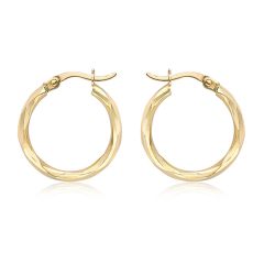 Diamond-Cut Creole 9 CT Gold Hoop Earrings