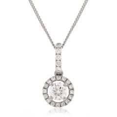 Diamond Halo Pendant & Necklace in 18 ct White-Gold