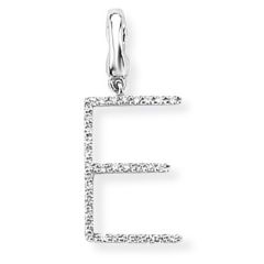 Diamond E Initial 9 CT White-Gold Pendant & Necklace