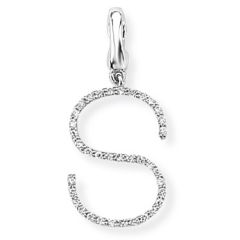Diamond S Initial 9 CT White-Gold Pendant & Necklace