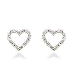 Open Heart Diamond & 9CT White-Gold Stud Earrings