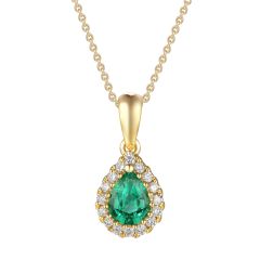 Emerald & Diamond Pear-Cut 18CT Gold Pendant Necklace