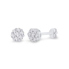 Diamond 18CT White-Gold Cluster Stud Earrings