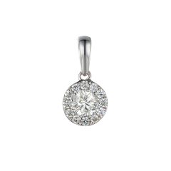 Diamond Cluster 18CT White-Gold April Birthstone Pendant Necklace