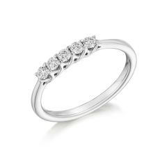 Platinum Five Stone Diamond 0.25CT Claw-Set Ring