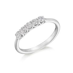 Platinum Five Stone Diamond 0.45CT Claw-Set Ring