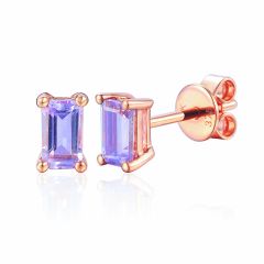Pink Amethyst 9CT Rose-Gold Octagonal-Cut Stud Earrings
