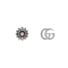Gucci Double G Flower Silver & Pink Mother of Pearl Stud Earrings