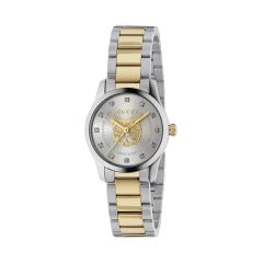 Gucci G-Timeless Feline Diamond Steel & Gold 27MM Watch
