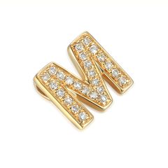 Diamond M Initial 9CT Yellow-Gold Pendant & Necklace