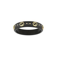 Gucci Icon Interlocking G 18CT Gold & Black Band Ring