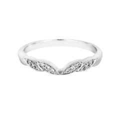 Platinum & Diamond 0.08CT Floral Leaf V-Shaped Ring
