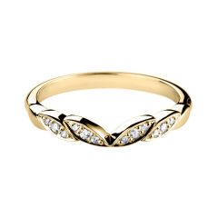 18CT Yellow-Gold & Diamond 0.08CT Floral Leaf V-Shaped Ring