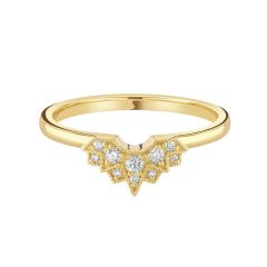 18CT Yellow-Gold & Diamond 0.11CT Art Deco Milgrain Ring
