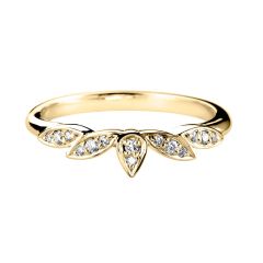 18CT Yellow-Gold & Diamond 0.10CT Five Leaf Ring
