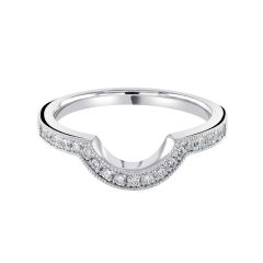 Platinum & Diamond 0.19CT U-Shaped Milgrain Band Ring