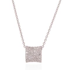 18CT White-Gold Diamond Pave Barrel Necklace