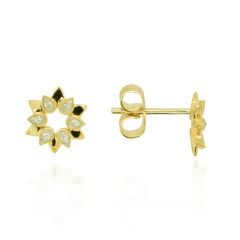 Diamond 9CT Yellow-Gold Sun Stud Earrings