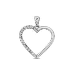 9CT White-Gold Diamond Openwork Heart Pendant Necklace