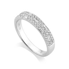Round & Baguette-Cut Diamond Cluster 18CT White-Gold Eternity Ring
