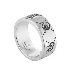 Gucci Ghost Sterling Silver Skull Band Ring