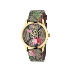 Gucci G-Timeless Canvas Blooms Gold 38MM Watch