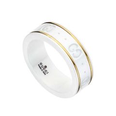 Gucci Icon White & 18CT Yellow-Gold Thin Band Ring